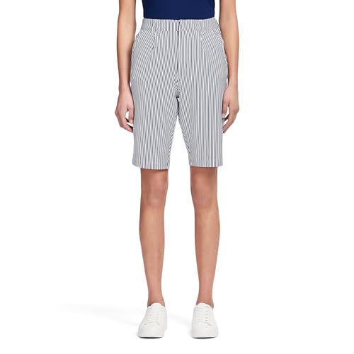 IZOD Women's Performance Stretch Classic Bermuda Club Short, Medieval Blue Vertical Stripe, 6 at Amazon