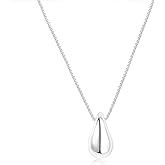 J JEAN QCEE Dainty Gold Necklace for Women, Gold Plated Pear Pendent Necklace Teardrop Pendent Necklace Gold Jewelry for Women Silver Color