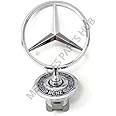 Mercedes Benz Genuine Vehicle Hood Star Emblem Badge (140-880-02-86, Chrome and Blue Laurel Wreath)