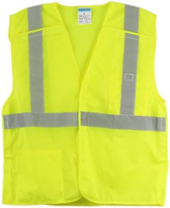 SHORFUNE 1118U High Visibility Reflective Safety Vest with Pockets and Velcro, Breathable Mesh, ANSI/ISEA Standard, Neon Yellow, L