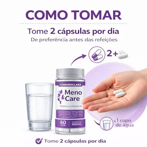 Meno Care Suplemento Alimentar 60 Cápsulas | Menocare Auxílio Natural na Menopausa | Equilíbrio, Bem-Estar e Qualidade