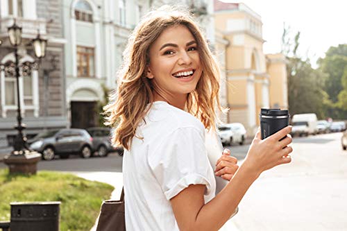 BYSTRA-Thermobecher--Kaffeebecher-to-go-100-Auslaufsicher--Isolierbecher-350ml--Trinkbecher-doppeltwand-Isolierung--Travel-Mug--Teebecher--Reisebecher-BPA-Frei--schwarz