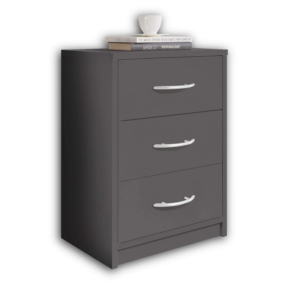 Stella-Trading-Pepe-en-Grafito-Mesita-de-Noche-Sencilla-con-Tres-cajones-para-Combinar-con-Cualquier-Cama-y-Dormitorio