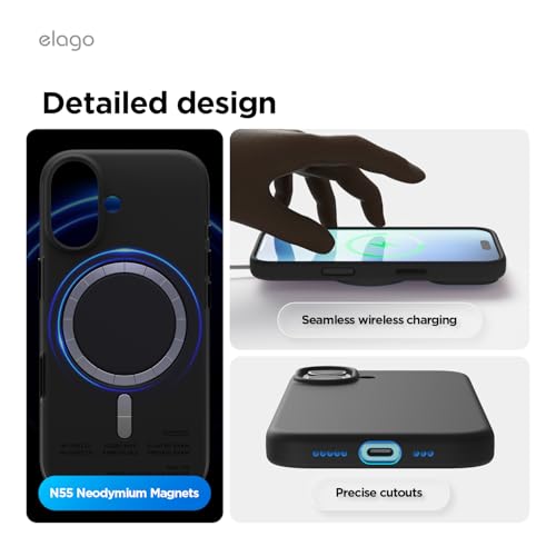 elago iPhone 17 (6.3") Magnetic Liquid Silicone Case - MagSafe Compatible, Shockproof, Slim, Soft-Touch Finish (Black)