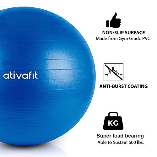 ATIVAFIT Pink Exercise Ball 21.7" Anti Burst Resistant Yoga Ball for Pregnant Women Gym, Home, Office(Gray) - Thumbnail 6