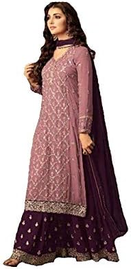 Laxminarayan Women Faux Georgette Embroidered Indian Pakistani Sharara Style Salwar Suit