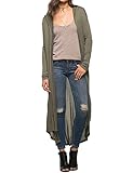 Begonia.K Women's Long Sleeve Open Front Lightweight Maxi Hooded Duster Cardigan