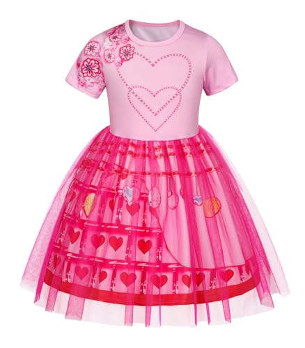 WonderBabe Girls Red Costume Kids Pink Dress Princess Halloween Birthday Party Dress Up Outfits