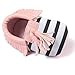 Voberry® Infant Toddlers Baby Boys Girls Soft Soled Tassel Crib Shoes PU Moccasins (0~6 Month, Pink stripe)