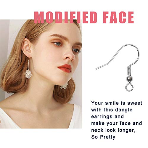 100 PCS Silver Earring Hooks Hypoallergenic Stainless Steel Earrings