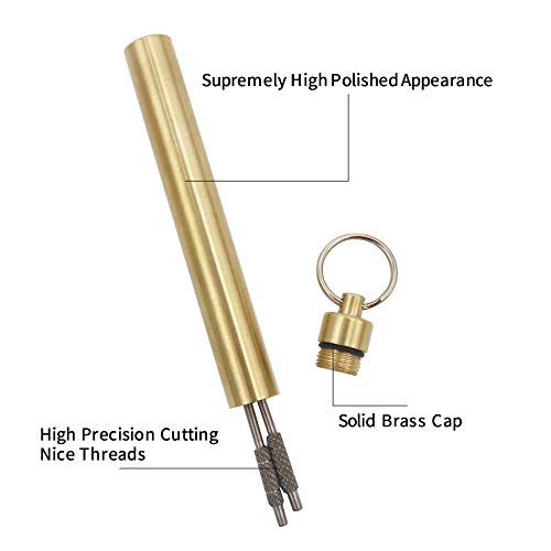 HRX Package Waterproof Brass Toothpick Holder Keychain with 2 Titanium