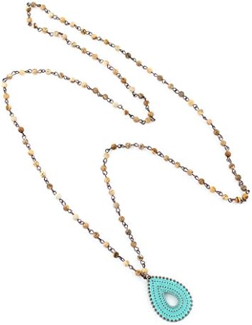Seasons Jewelry Stone &amp; Verdigris Teardrop Necklace