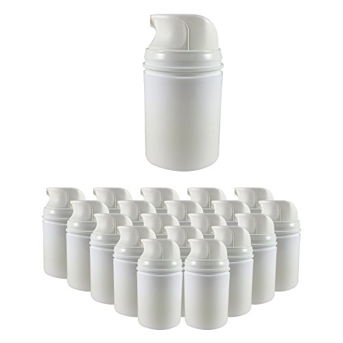PharmaPump Airless Pump Bottles 50mL - 20 Pack - White Bottle With White Engine