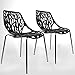 UrbanMod Modern Dining Chairs - Set of 2, Black Stackable Plastic Chairs, Mid Century Modern, Outdoor Friendly, Birch for Dining Room