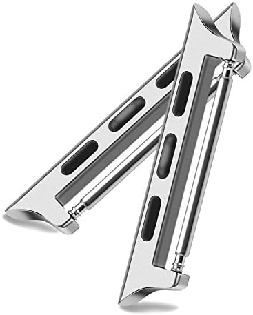 Dura Straps Adapter for Watch Lug Stainless Steel and Easy to Install (No Screwdriver Needed) Compatible with I-Watch Band Series 6 5 4 3 2 1 SE (Elegant Silver, 42 & 44mm)