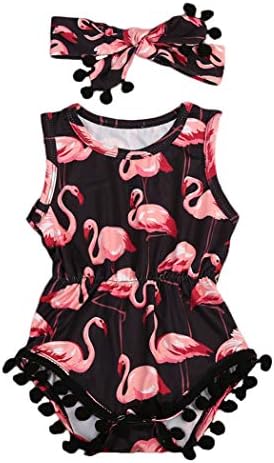 Newborn Baby Girls Clothes Floral Ruffle Halter Romper Jumpsuit Summmer Dress Sunsuit with Headband