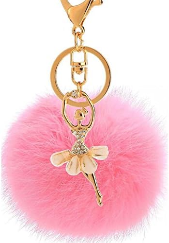 Sunnyshinee Ballerina Girl Plush Pendant Keyring Plush Bag Charm Keychain Key Chain Gift (Pink)