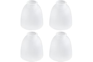 Eidonta 4 Pack White Frosted Glass Shade Replacements, Bell Shaped Glass Shade Covers for Ceiling Fan Light Fixture, 4.92" Hi