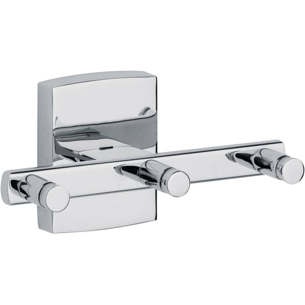 tesa KLAAM Hook Rail, Chromed Metal, self-Adhesive, Adhesive mounting Technology, 60mm x 120mm x 55mm