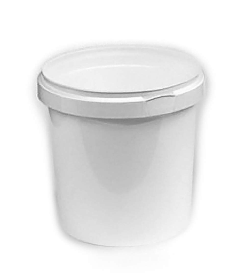 1 Litre White Plastic Pail Complete With White Lid (Pack of 10)