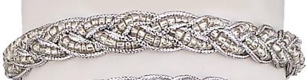 Silver Seed Bead Sailor Bracelet with Silver Thread and Adjustable Slide Closure