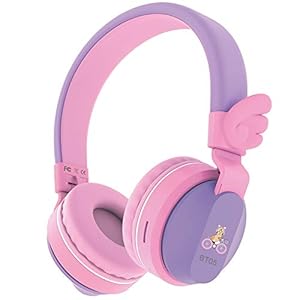 Headphones-Riwbox-BT05-Wings-Kids-Headphones-Wireless-Bluetooth-Over-Ear-85dB103db-Volume-Control-Children-Foldable-Headphones-with-MicTF-Card-Compatible-with-TabletSmartphoneSchool-PurplePink Headphones, Riwbox BT05 Wings Kids Headphones Wireless Bluetooth Over Ear 85dB/103db Volume Control Children Foldable…