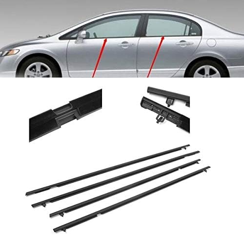 YouVbeen Weatherstrip Outside Window Moulding Automotive ABS Weather Seal Strip for Honda Civic 2006-2011 4 Pcs