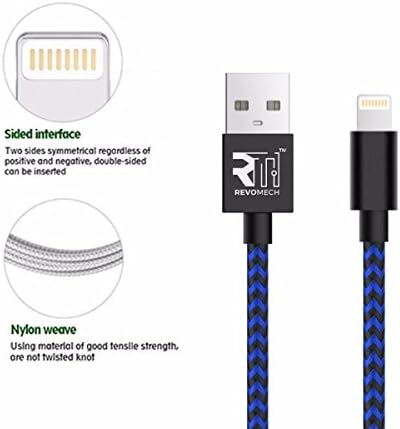 ION iOS/Lightning Charging Cable (Blue/Black), 3.3FT Nylon Braided 8 Pin certify lightning to USB charging Cable Cord powerline for iPhone X 8 8 Plus 7 7 Plus 6 6S 6 Plus 5S SE iPod iPad Mini Air Pro