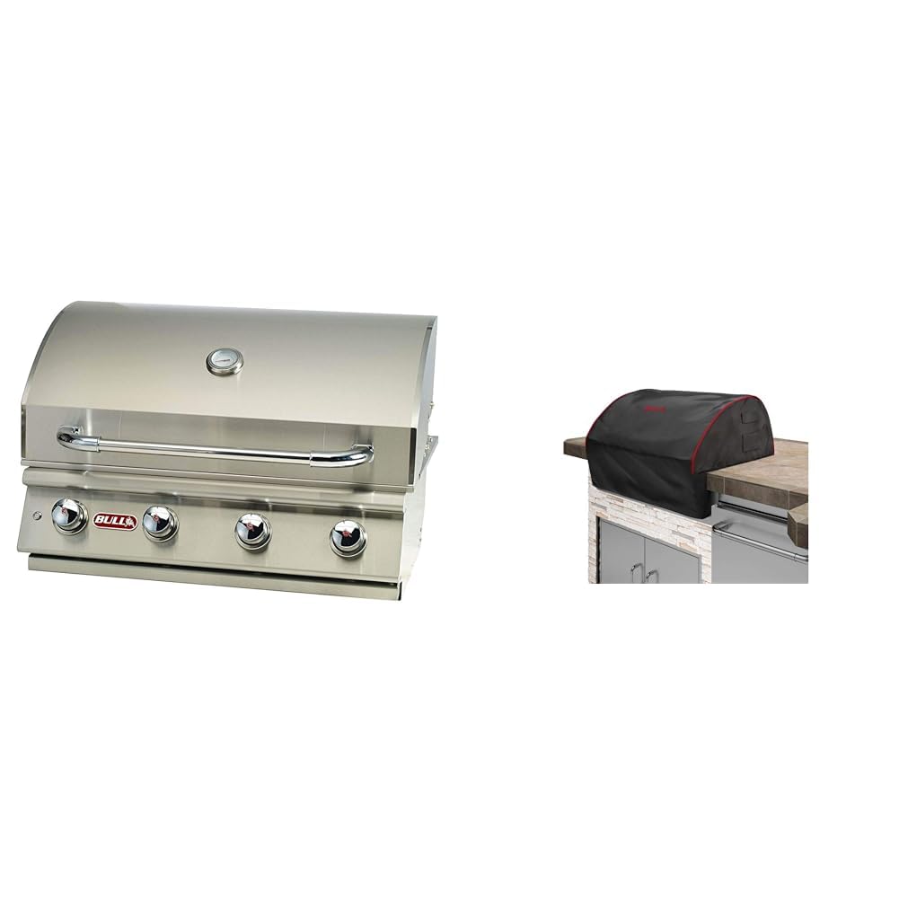 Bull Outdoor 87048 Lonestar Select 60K BTU 4 Burner 810in2 LP Gas Grill Head & 30in 45005 Grill Head Cover Image