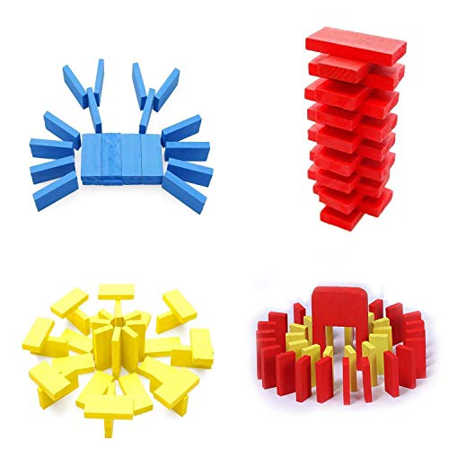 Joqutoys 600 Pieces Wooden Dominoes Set Blocks Racing Game Building and Stacking Toy for Kids