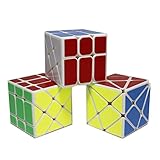 GoodPlay Yongjun YJ Specific Speed Cube Puzzle White Sets--Pack of 3 (Include 3X3 Fluctuation Angle Puzzle Cube, Windmill Cube White 2x3 Shape Mod, Fisher Cube 3x3x3 Shape Twisty Puzzle)