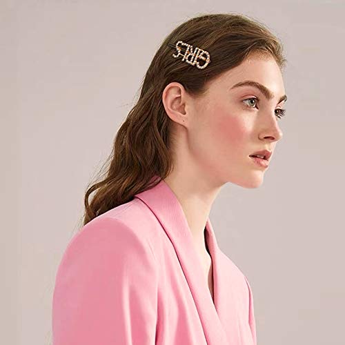 CGBOOM 10PCS Gold Word Hair Clip, Sparkly Letter Rhinestone Hair Pins, Crystal Bobby Pins Barrettes Headwear Luxury Hair Jewellery for Women Girls (Pattern 2)