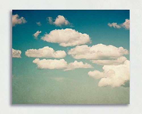 Cloud Canvas Art, Large Blue and White Nursery Wall Art, 8x10 to 30x40 inches, Ready to Hang Gallery Wrap Canvas or Wood Plank Art