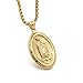 Stainless Steel Blessed Virgin Mary Maria Oval Medal PendantNecklace For Mens Womens (Gold)