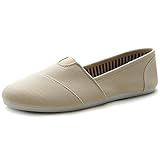 Ollio Women's Shoe Slip on Sneaker Canvas Flat ML031(7 B(M) US, Beige)