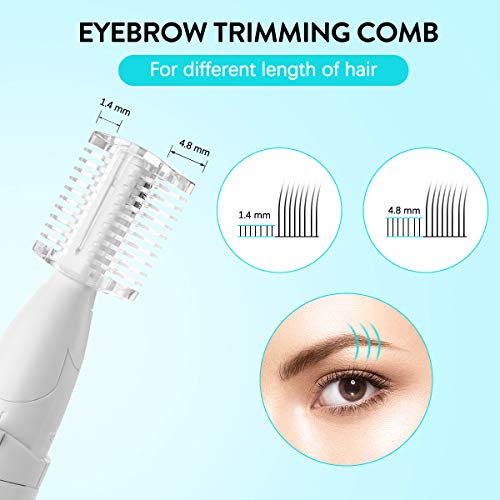 Eyebrow Trimmer, Electric Eyebrow Razor for Women, Liaboe Upgraded Eyebrow Hair Removal with Comb Eyebrow Epilator No Pulling Sensation Painless for Face Chin Lips Neck Bikini-line Armpit