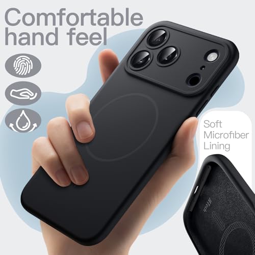 JETech Magnetic Silicone Case for iPhone 17 Pro 6.3 Inch, Compatible with MagSafe, Silky Soft, Shock Absorption Case with Camera Lens Protection (Black)