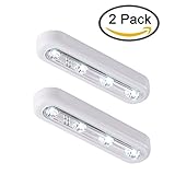 [Upgraded Generation]Ilyever Set of 2 Touch-Activated Stick-on Super Bright 4-Led Battery-0perated Touch Tap Light for Attic Basement Garage Cellar Path Stairs(White Light)