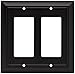 Franklin Brass Architectural (1-Pack) Decorative Light Switch Cover Matte Black 2-Gang Decorator/Rocker Wall Plate Double Electrical Outlet Guard 64211