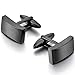 MOWOM Black 2PCS Stainless Steel Cufflinks Shirt Wedding Business