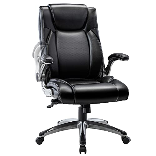 COLAMY High Back Office Chair with Flipup Arms, Executive Computer
