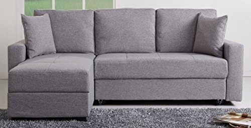 Gold Sparrow Aspen Convertible Sectional Storage Sofa Bed, Ash