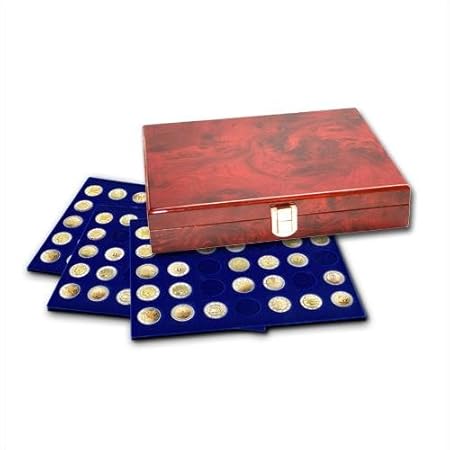 SAFE WURZELHOLZ MÜNZKASSETTEN PREMIUM 105 X 2 EUROMÜNZEN NR. 5794 - in 3 Tableaus 6326 für je 35 2 Euro Münzen Gedenkmünzen -