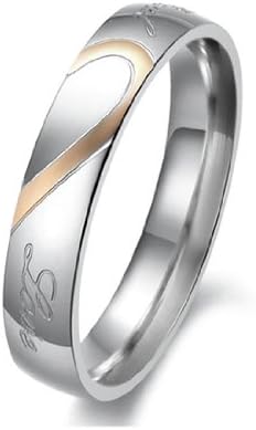 Ladior Lover's Heart Shape Titanium Stainless Steel Mens Ladies Promise Ring "Real Love" Couple Wedding Bands (women's ring, 8)