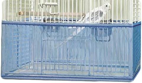 4 Colors Mesh Birdcage Cover Dust Proof Cloth Bird Cage Skirt S-L Size (L, Blue)