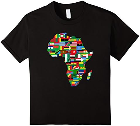 Kids Flags of Africa Map T-shirt 12 Black