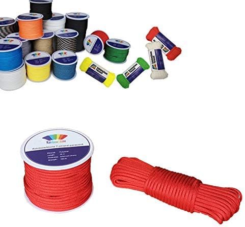 RainbowStone Paracord 7-Strand 550lb Strength 4mm Utility Rope Multiple Color 15/30/50/100m reel