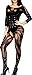 The Victory of Cupid Women's Sexy Fishnet Floral Crotchless Bodysuits Suspender Bodystocking, Black, OS