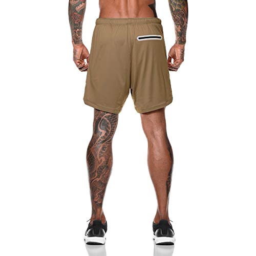 LINNHUE Mens Sport Shorts Gym Running Tight 2 in 1 met Pocket Liner Sneldrogende Ademend Training Oefening Jogging… - Image 6