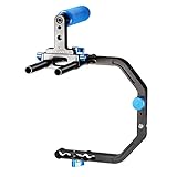Neewer 15mm C-Shape Support Mount Bracket+Top Rubber Handle Grip for DSLR Camera/DV Support System Shoulder Rig,Can Mount LED Light Microphone,for Photography,Videography,Movie Film Making